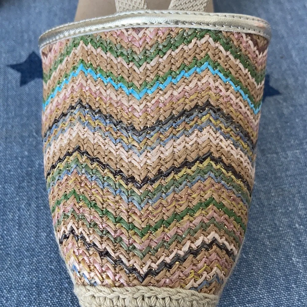 Anne Klein Akabril Tan Multi Espadrille sz 10 EUC